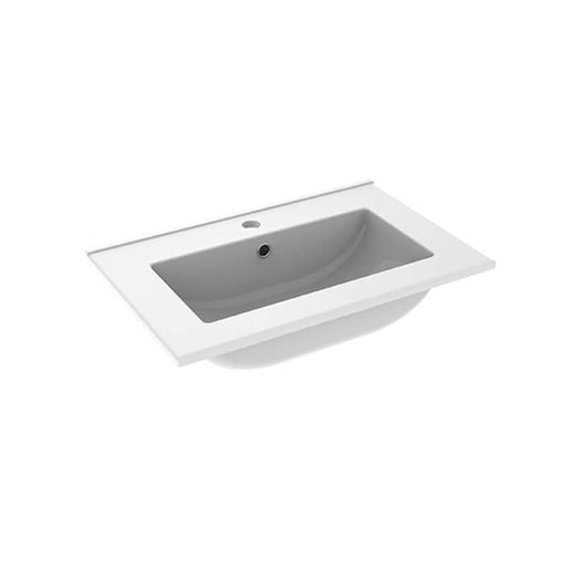 Lavabo de encastrar modelo Segura en porcelana blanca, diseño elegante y compacto, ideal para baños modernos.